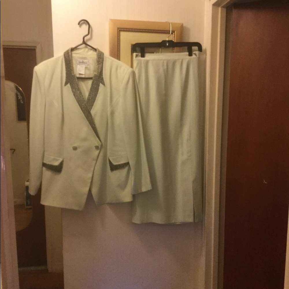 A CHANCELLE WOMEN-VINTAGE SUIT MINT GREEN SZ 18